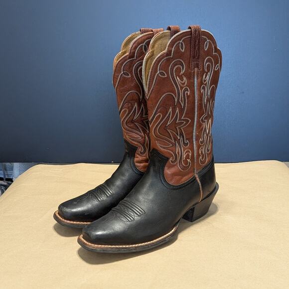 Ariat Legend Square Toe Leather Cowboy Boots Embrodiered Western Cowgirl Womens - Picture 2 of 12